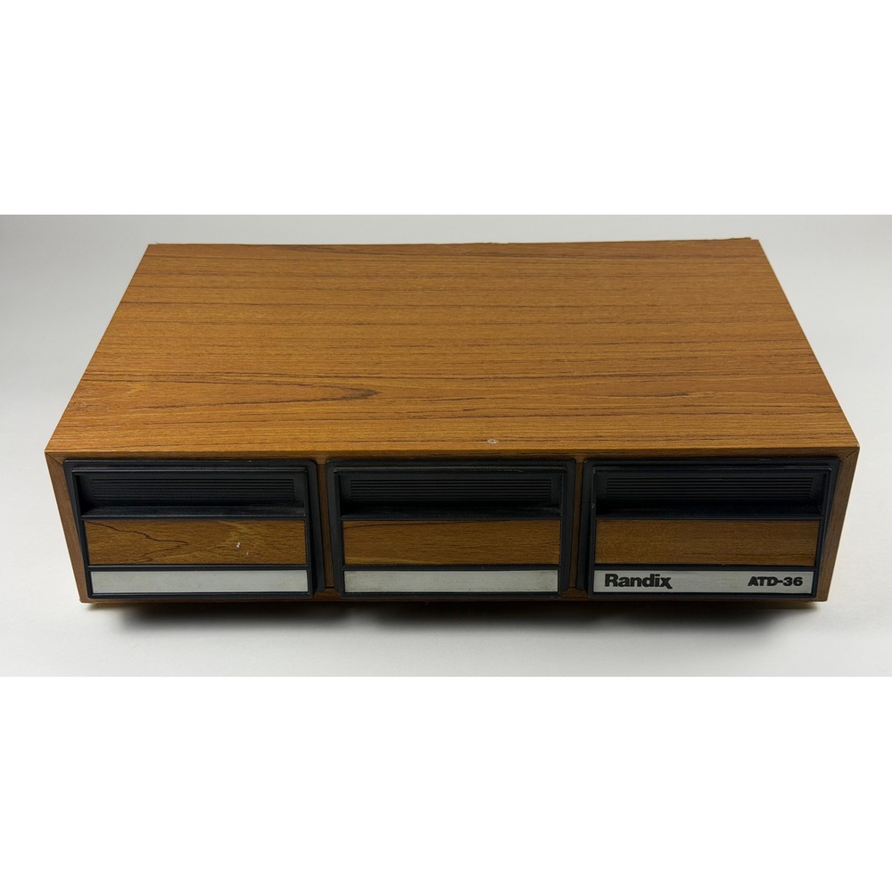 Vintage Randix 36-Tape Cassette 3 Drawer Woodgrain Storage Case